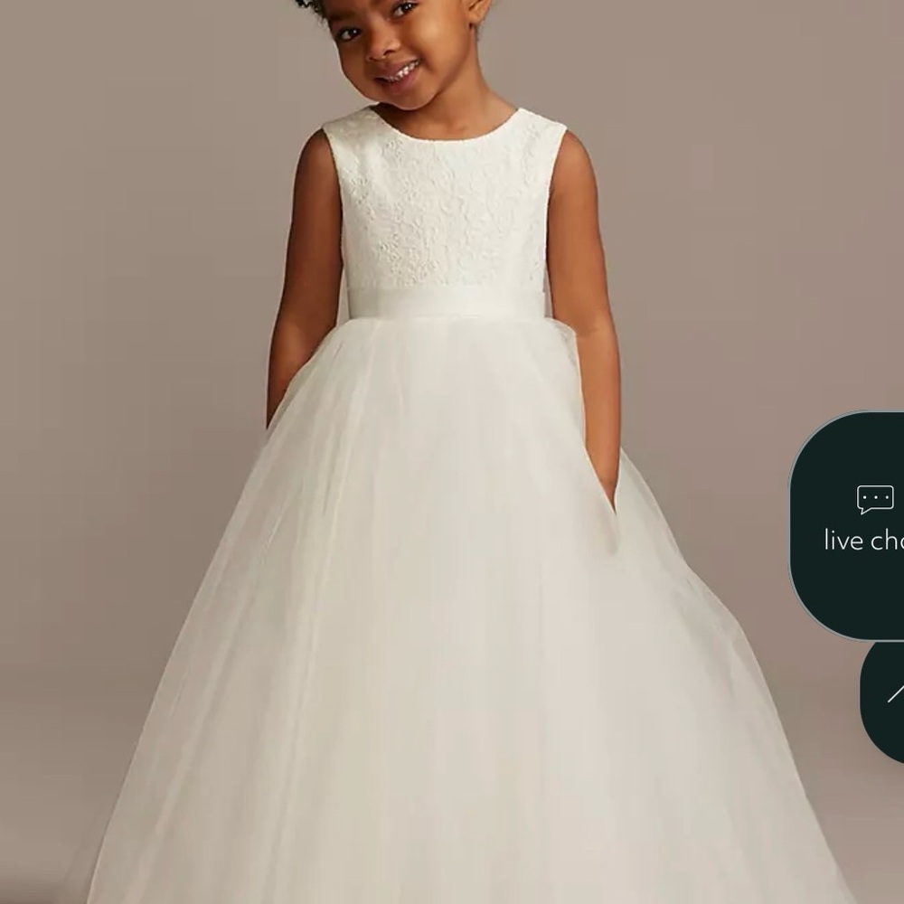 Soft White Heart Detail Flower Girl Dress